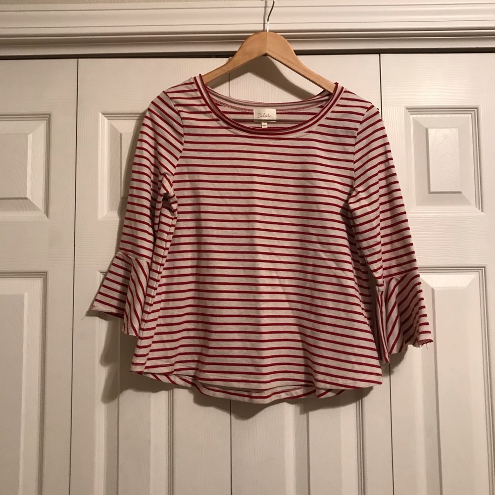 Anthropologie Deletta Striped Top Bell Sleeves